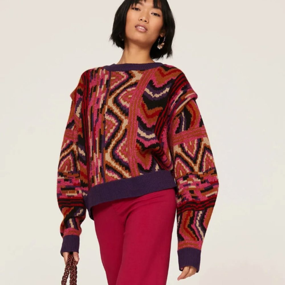 Farm Rio Striped Patchwork Sweater Size Xs